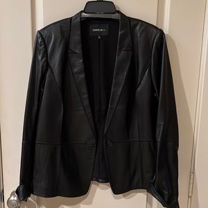 Lafayette 148 black leather blazer sz 14. EUC!